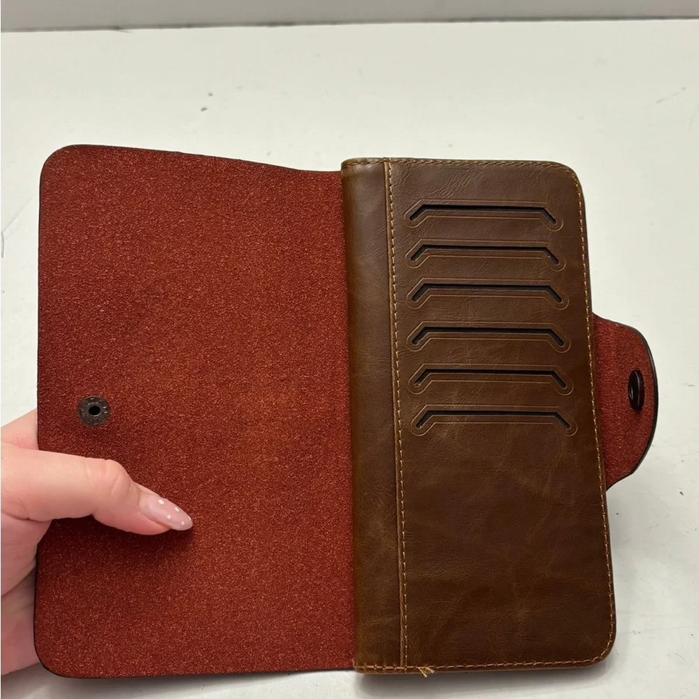 Western Cowboy Wallet BAILINI  Genuine Leather Hasp Snap 7.5”